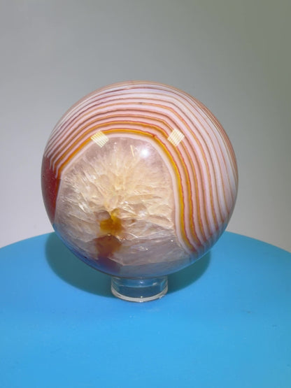 Carnelian Agate Sphere. 53mm. Amazing Patterns And Banding