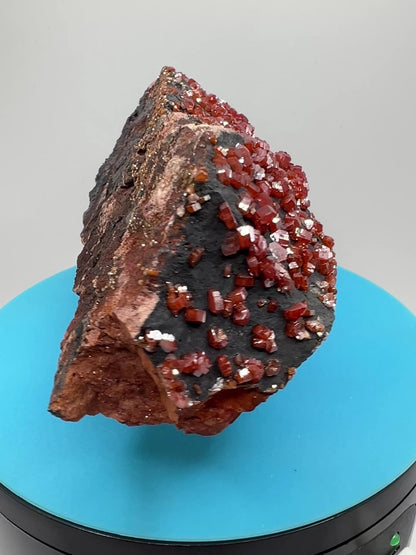 Vanadinite On Goethite Matrix. Stunning Color Contrast. Gorgeous Mineral Specimen From Morocco