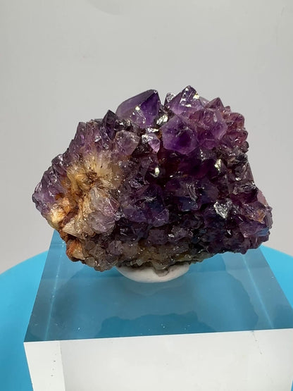 Amethystos Crystal Specimen. Gorgeous Amethyst Cluster From South Africa. Rare Deep Purple Display Crystal