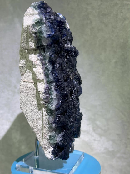 Blueberry Fluorite Crystal Specimen. Stunning Deep Dark Colors. High Quality Rare Fluorite
