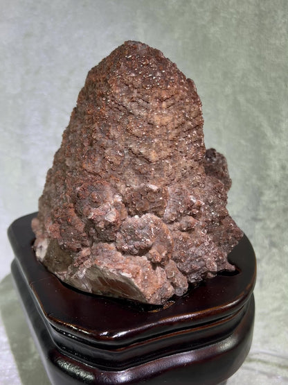 Red Pagoda Calcite With Hematite Inclusions. 5.3 lbs. Stunning Large Flashy Calcite Display Specimen. Includes Custom Wooden Stand