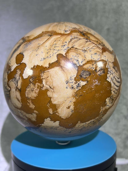 Picture Jasper Sphere. 125mm, 5.5lbs. Huge Rare Display Sphere. Amazing One Of A Kind Crystal From Namibia.