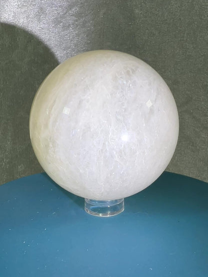 White Moonstone Crystal Sphere. Amazing Moonstone With A Stunning Blue Flash. High Quality Rare Display Sphere