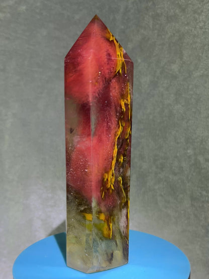 Smelting Quartz Tower. Gorgeous And Large Display Tower. Stunning Colors And Patterns. Incredible Red Tiger Skin Patterns.