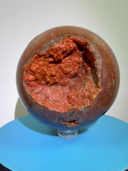 Red Fox Agate Sphere. 77mm. High Quality Druzy Crater Agate From Turkey. Stunning Rare Botryoidal Nodules