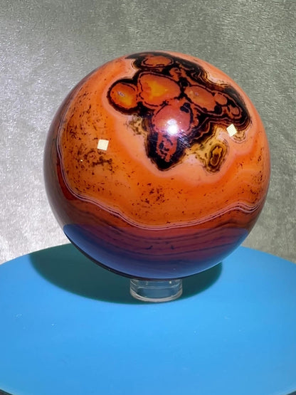 Silk Agate Sphere. 64mm. Amazing Banded Agate From Madagascar. Gorgeous Colors And Patterns On This Display Sphere.