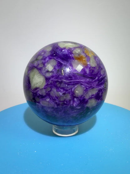 Charoite Crystal Sphere. 50mm. High Quality Beautiful Crystal. Amazing Patterns And Flash. Stunning Rare Crystal