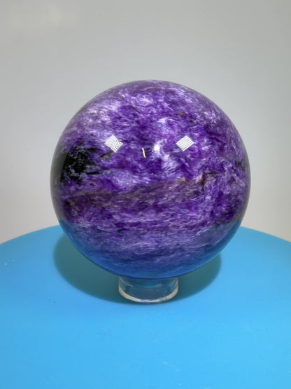 Charoite Crystal Sphere. 50mm. High Quality Beautiful Crystal. Amazing Patterns And Flash. Stunning Rare Crystal