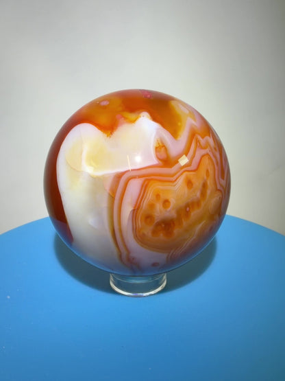 Carnelian Agate Sphere. Beautiful Colors And Patterns