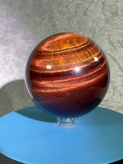 Red Tigers Eye Sphere. 65mm. Amazing Red And Gold Flash! Gorgeous Display Sphere!