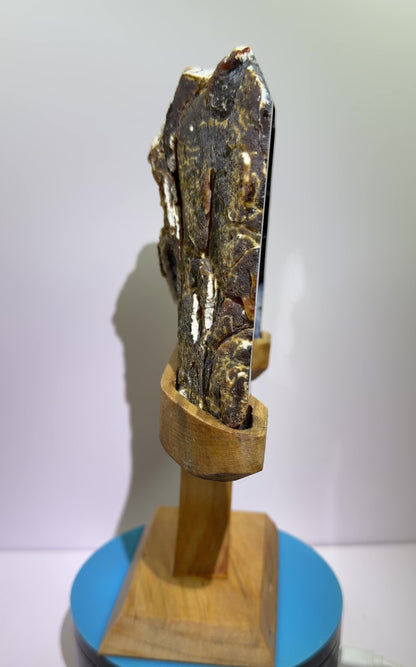 Botryoidal Black Jasper Specimen. Very Rare Geode From Brazil. High Quality Crystal With Custom Stand