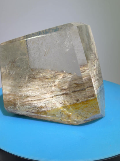 Garden Quartz Polished Freeform. Colorful Scenic Quartz With Tourmaline And Rutile From Brazil.