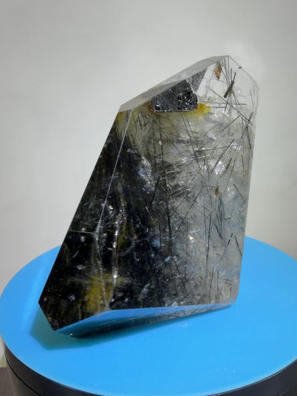 Tourmalinated Quartz Polished Freeform. Rare Large Black Tourmaline And Golden Healer.