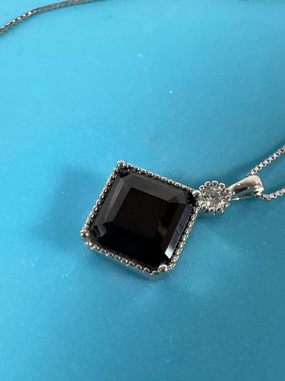 Black Spinel Crystal Pendant. S925 Silver Setting And Necklace. High Quality Gorgeous Necklace.