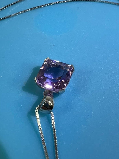 Amethyst Crystal Pendant. S925 Silver Setting And Necklace. Gorgeous Purple Gemstone.