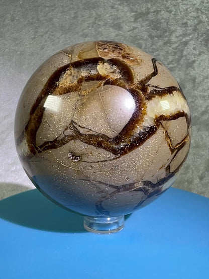 Septarian Crystal Sphere. 65mm. Amazing Dragons Egg Display Crystal. Extraordinary Mineral From Madagascar.