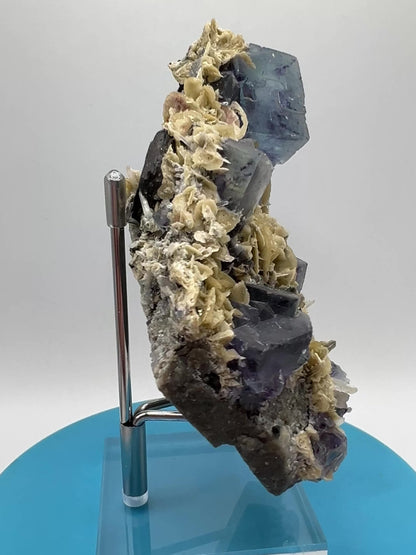 Fluorite, Muscovite, And Druzy Sphalerite Specimen. World Famous Yaogangxian Fluorite Cubes. Beautiful Mixed Mineral Specimen.