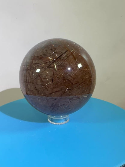 Copper Rutile Quartz Sphere. 53mm. Amazing Copper Rutilated Quartz. Stunning Rare Display Sphere