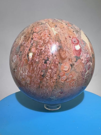 Fire Calcite Crystal Sphere. 76mm. Amazing New Material. Beautiful Large Display Sphere With Nice UV Reaction.