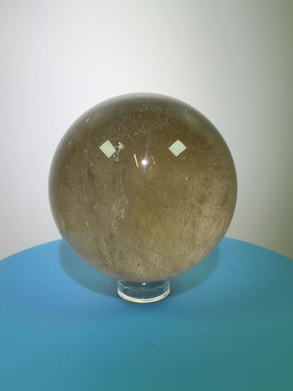 Rutile Quartz Sphere. 55mm. Unique Smoky Quartz With Stunning Golden Rutile Inclusions.