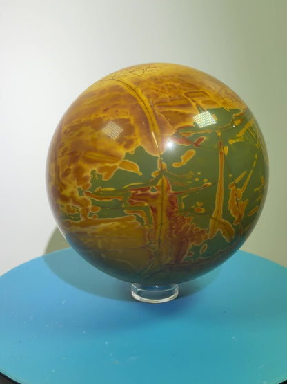Cherry Creek Jasper Sphere. 70mm. Stunning Large Red River Display Sphere. Very High Quality Crystal