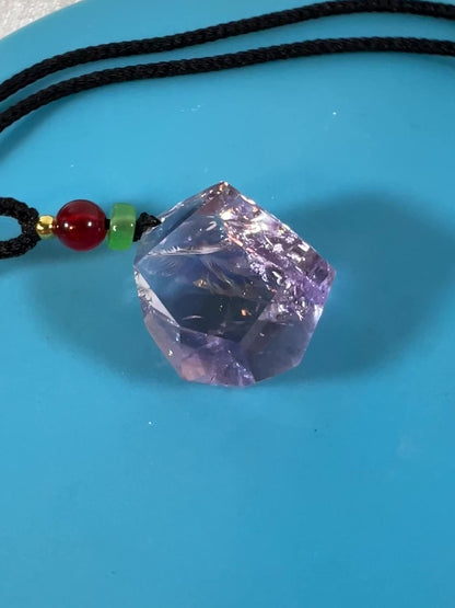Amethyst Pendant With Stunning Rainbows. Incredible One Of A Kind Necklace. High Quality Polished Amethyst Jewelry