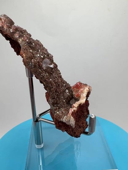 Brown Diamond Calcite Specimen. Beautiful Flash! Gorgeous Hematite Calcite On Druzy Matrix. Very Pretty Crystal Display Piece.