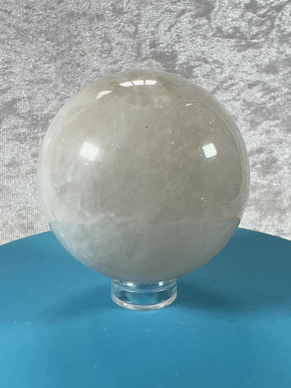 White Moonstone Crystal Sphere. Rare White Moonstone With Gorgeous Blue Flash. Nice Quality Display Sphere