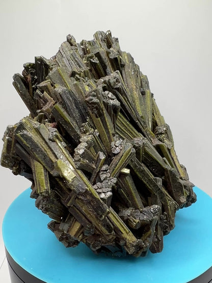 Green Tourmaline Cluster. Gorgeous Rare Tourmaline Specimen. Amazing Mineral Display Crystal.