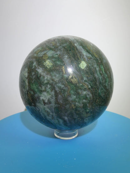 Atacamite And Pyrite Sphere. 60mm. High Quality Rare Sphere. Gorgeous Color Combination.
