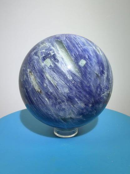 Kyanite Crystal Sphere. 60mm. Amazing Blue Kyanite Display Sphere. Rare Crystal With Stunning Flash