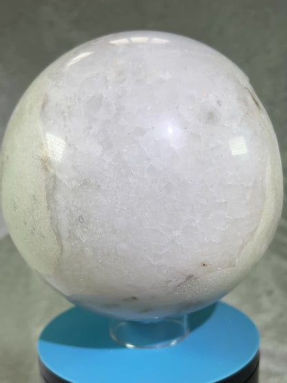 Aragonite And Quartz Druzy Sphere. 142mm, 6.2 lbs. Massive Rare Display Sphere.
