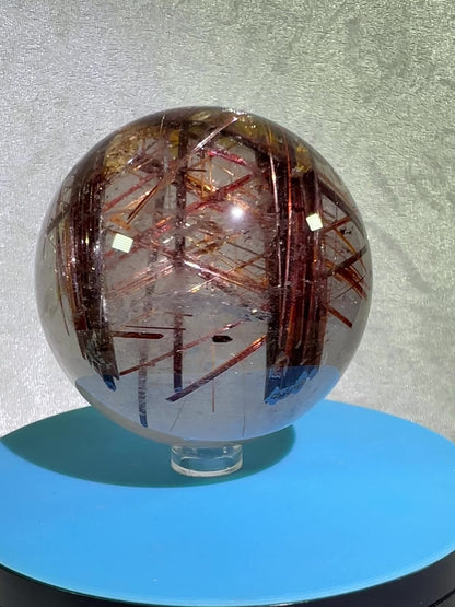 Copper Rutile Quartz Sphere. 72mm. Gorgeous Rare Copper Rutilated Quartz. Stunning Display Sphere