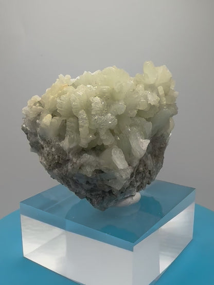 Prehnite Specimen From Morocco. Stunning Light Green Crystal Clusters. Gorgeous Mineral Display