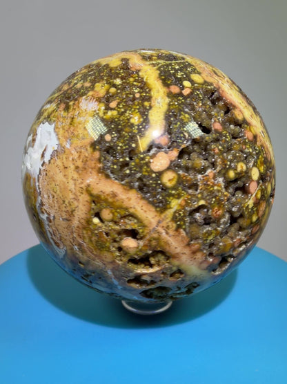 Ocean Jasper Sphere. 72mm. Very Flashy Druzy Sphere. High Quality Stunning Display Crystal