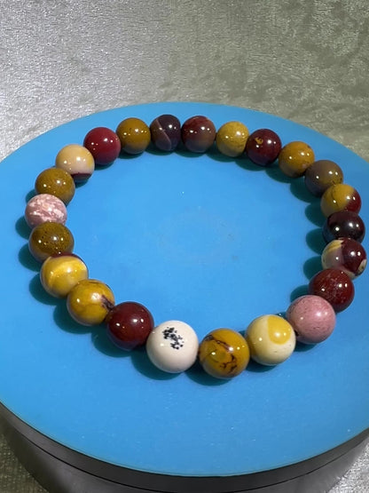 Mookaite Crystal Bead Bracelet. Stunning Colorful Mookaite Bracelet. 10mm. Amazing Crystal From Australia