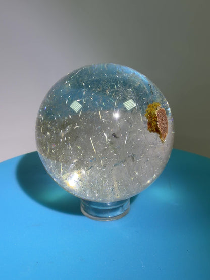 Rutile Quartz Sphere. Stunning Display Sphere. Gorgeous Garden Quartz And Golden Rutile Inclusions.