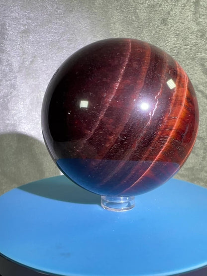 Red Tigers Eye Sphere. 70mm. Stunning Red And Gold Flash! Gorgeous Display Sphere!