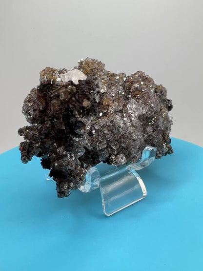 Black Diamond Calcite Specimen. Stunning Flash! Amazing Calcite Cluster On Matrix. Very Cool Crystal Display Piece.