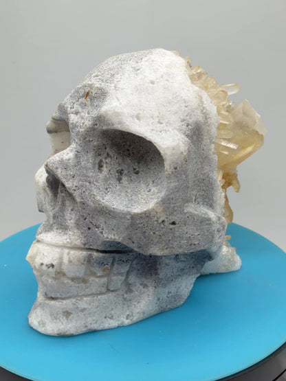 Quartz Cluster Skull Carving. Very Unique And Interesting Display Crystal