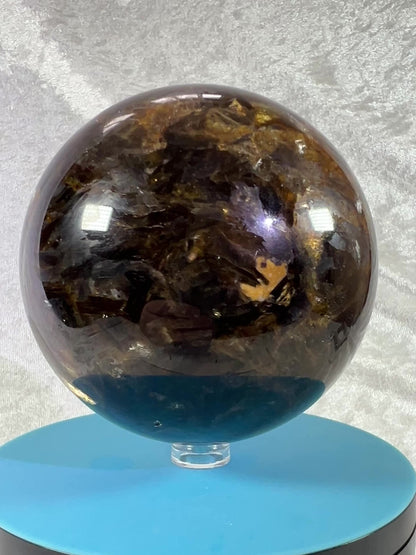 Golden Mica Sphere. Gorgeous Large Mica Display Sphere. 93mm, 2.7 lbs. High Quality With Lots Of Flash