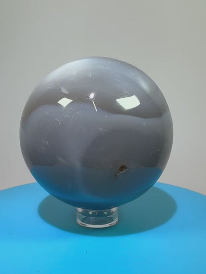 Banded Agate Crystal Sphere. 57mm. Beautiful Display Sphere From Madagascar. Gorgeous Colors And Banding.