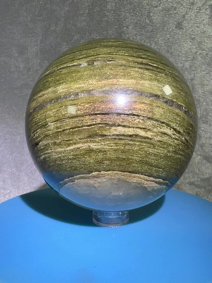 Vesuvianite Crystal Sphere. 71mm. High Quality Idocrase Display Sphere. Incredible Banding And Patterns.