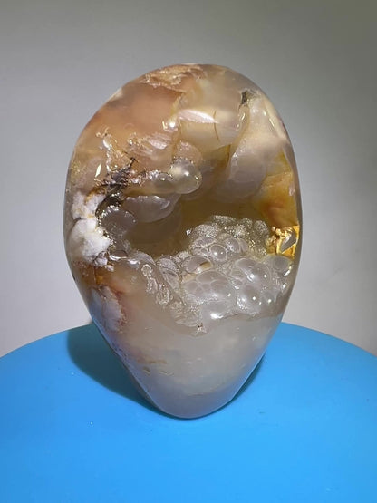 Flower Agate Freeform. Stunning Botryoidal Druzy. Very Unique Display Crystal.