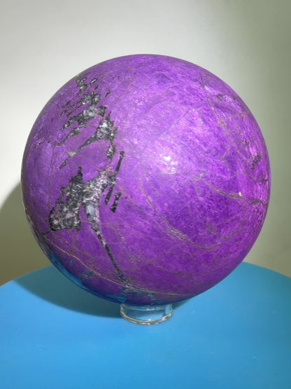 Purpurite Crystal Sphere. 71mm. Large Rare Display Crystal From Namibia. Stunning Purple Flash!
