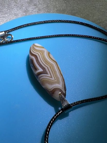 Gobi Agate Pendant. Beautiful Brown And White Gobi Desert Agate. World Famous Rare Botryoidal Chalcedony. Very Unique Crystal Necklace!