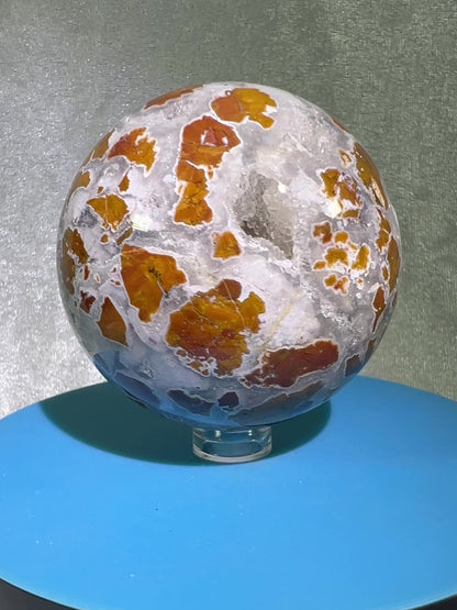 Indonesian East Java Plume Agate Sphere. 65mm. Amazing Druzy, Colors, And Patterns. Gorgeous Rare Crystal.