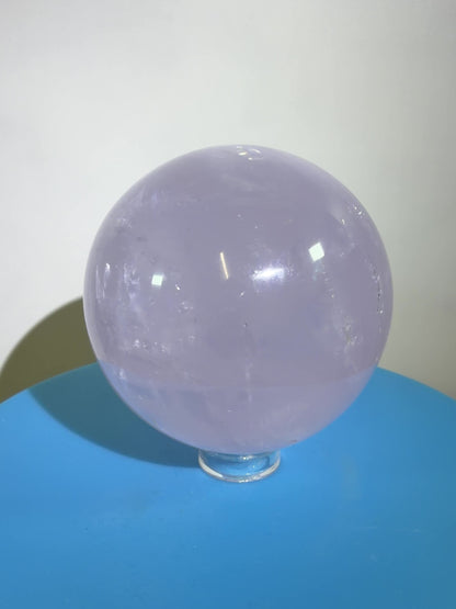Lavender Rose Quartz Sphere. Rare Color Rose Quartz With Rainbows And Asterisms. High Quality Display Sphere.