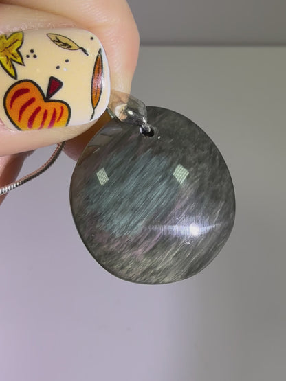 Velvet Obsidian Crystal Pendant. Rare Obsidian Cabochon. High Quality Jewelry