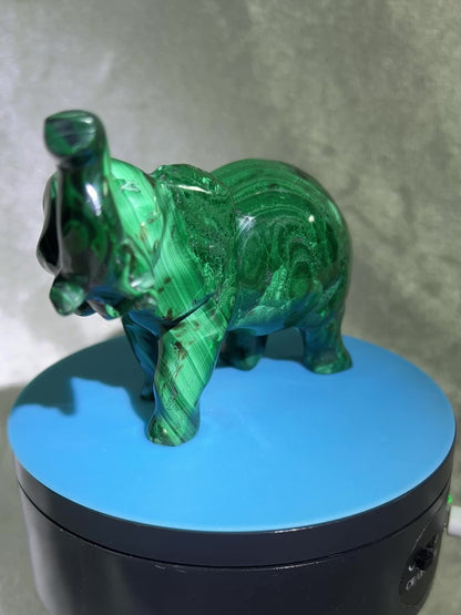 Malachite Elephant Carving From Africa. Amazing Piece Of Art For Your Collection